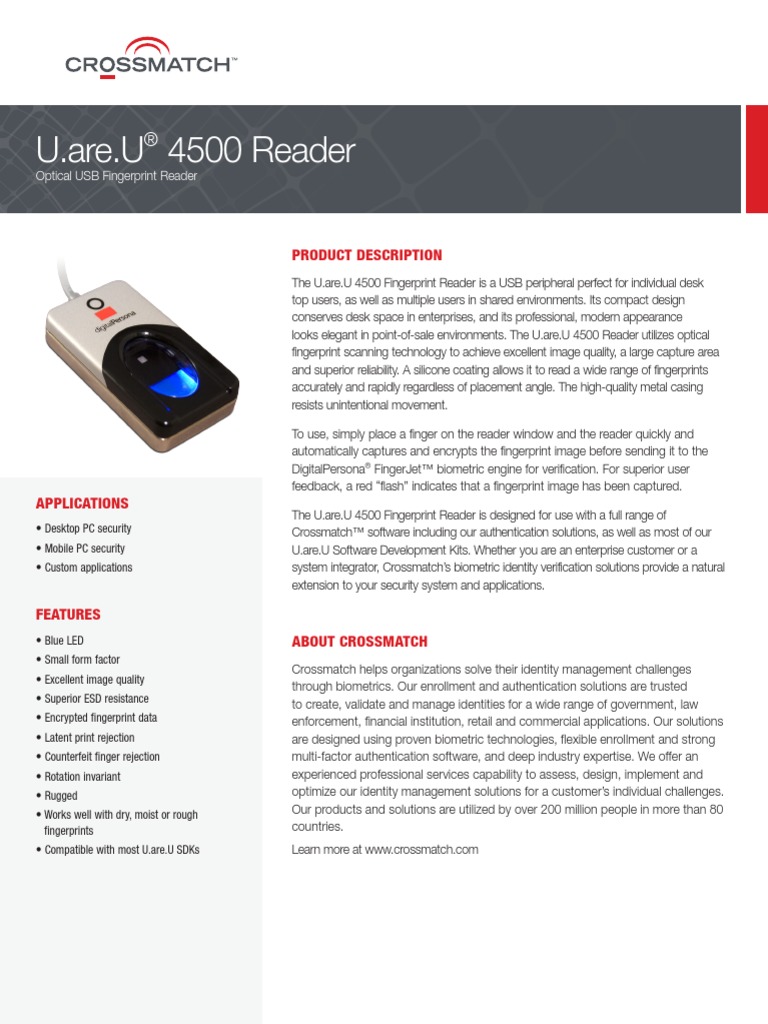 Uareu 4500 Reader PDF | PDF | Fingerprint | Usb
