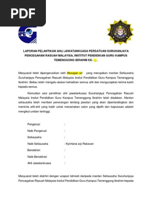 Laporan Pelantikan Ahli Jawatankuasa Persatuan Suruhanjaya Pencegahan Rasuah Malaysia