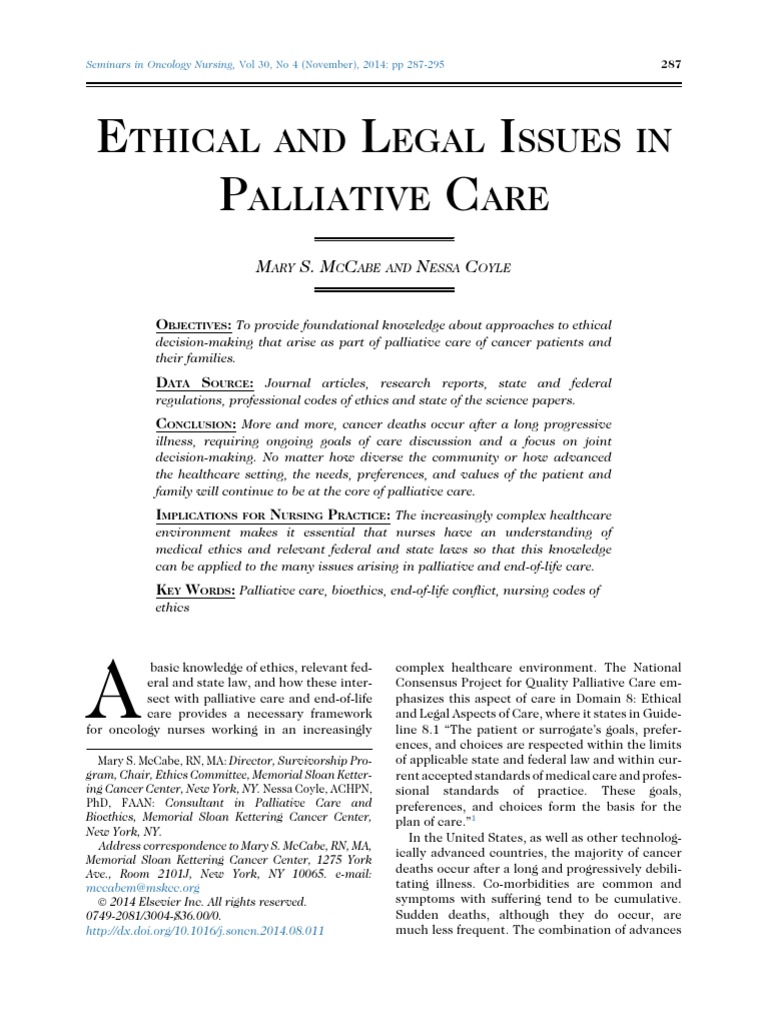 Ethical and Legal Issues in Palliative Care | PDF | Palliative Care ...