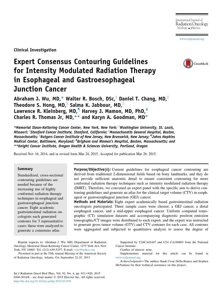 Expert Consensus Contouring Guidelines For Intensity Modulated ...