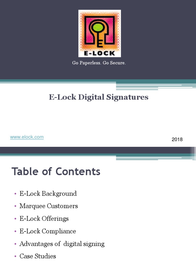 E-Lock Digital Signatures | PDF | Information Technology | Computing