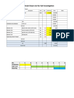 Price Break Down List (Soil Investigation) - Additional