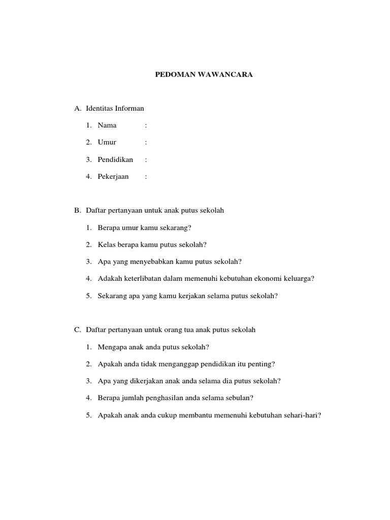 Pedoman Wawancara