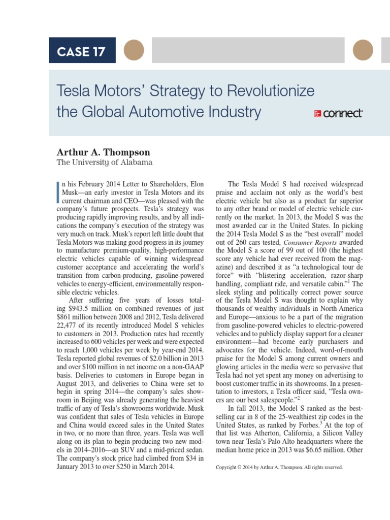 View Case PDF | PDF | Tesla Model S | Elon Musk