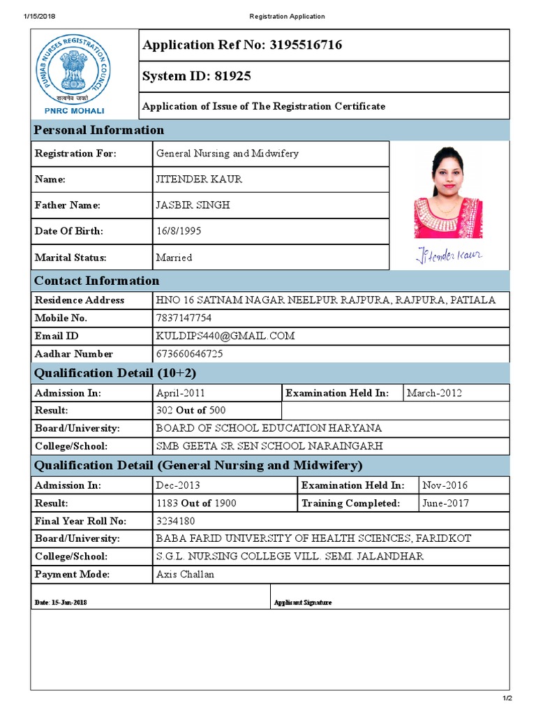 Registration Application for Nursing Certificate | PDF | Wellness | Medical