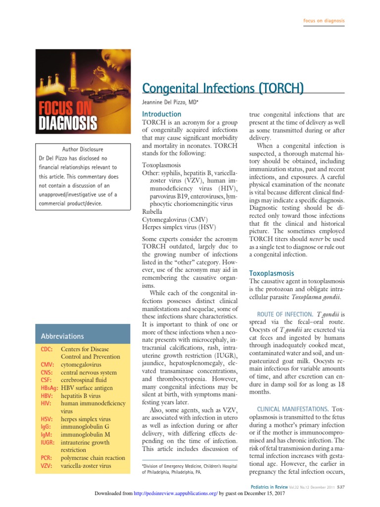 Congenital Infections (TORCH) Abbreviations PDF Herpes Simplex
