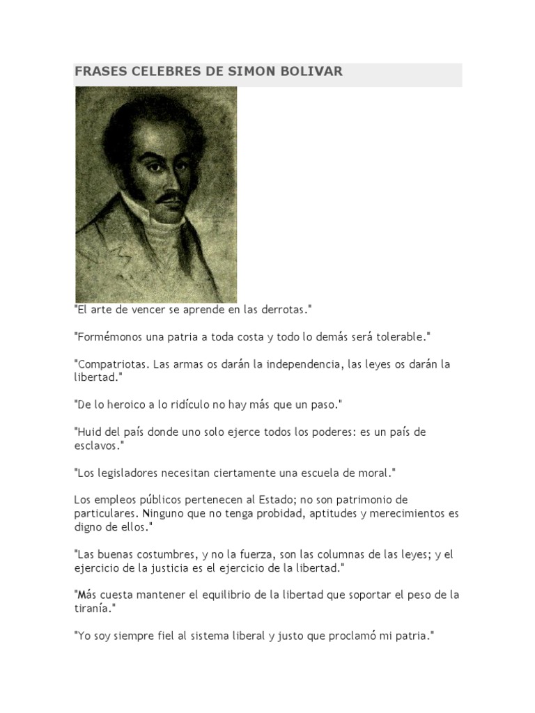 Frases Celebres de Simon Bolivar | PDF | Libertad | Justicia, image size:768x1024