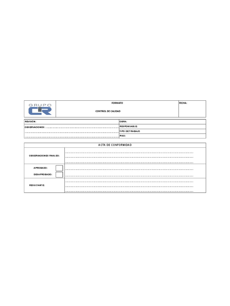Formato Control de Calidad | PDF