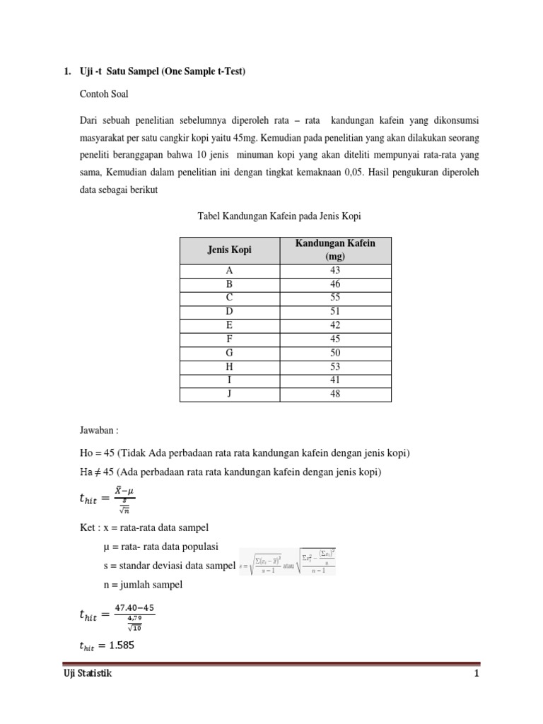 Contoh Soal Uji T Dan Penyelesaiannya - Gambaran