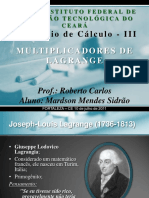 Multiplicadores de Lagrange para problemas de máximos e mínimos