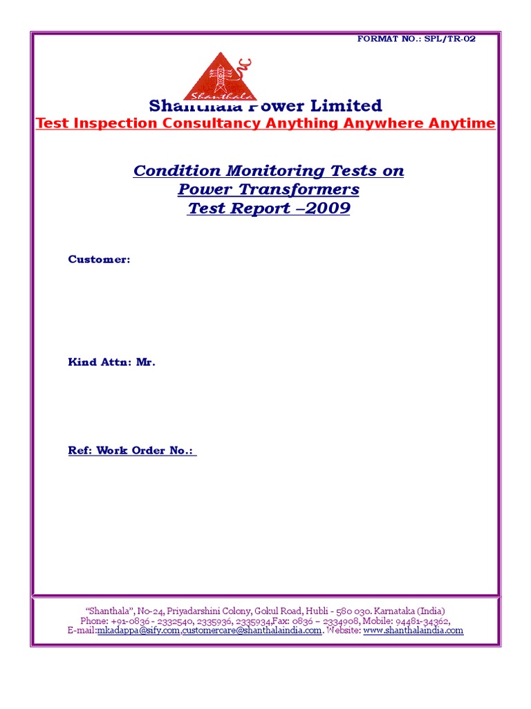 Transformer Condition Monitoring Report | PDF | Transformer | Capacitor