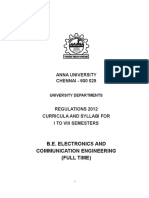 Anna University CHENNAI - 600 025: B.E. Electronics and Communication Engineering (Full Time)