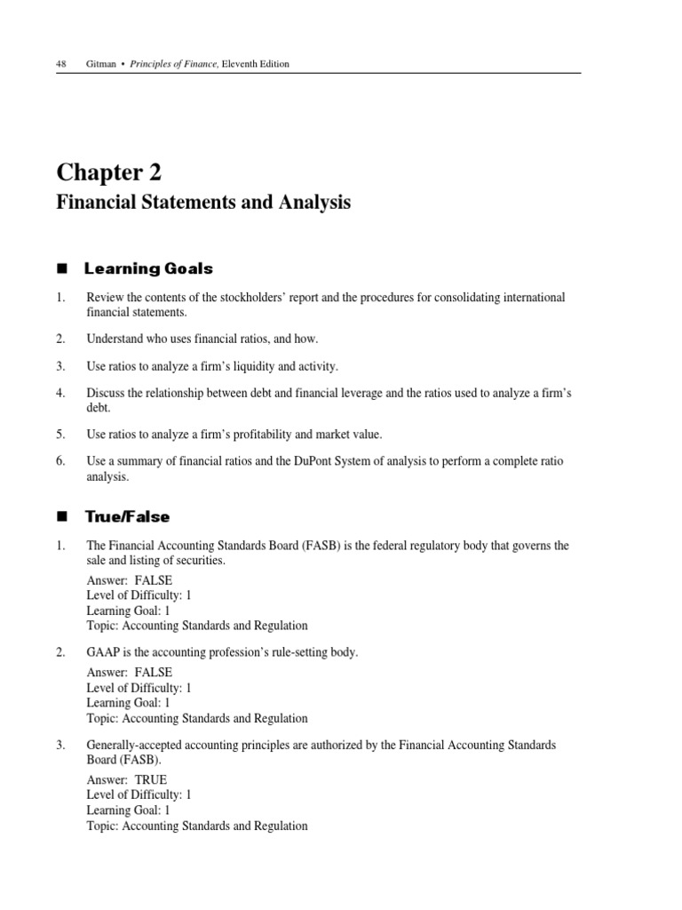 Chapter 2: Financial Statements and Analysis | PDF | Cash Flow ...