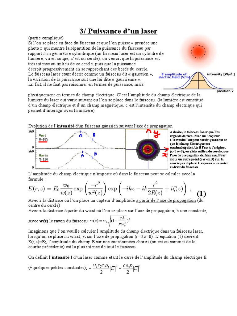 Puissance et Intensité d'un Laser | PDF | Puissance (physique) | Laser