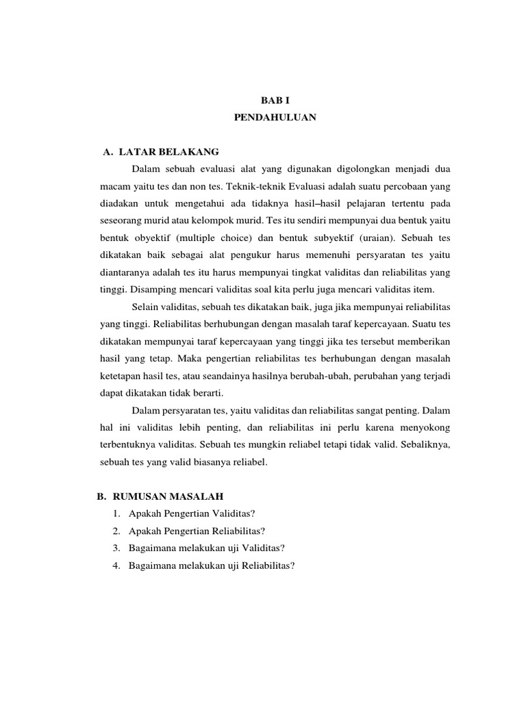 Makalah Uji Validitas Dan Reliabilitas
