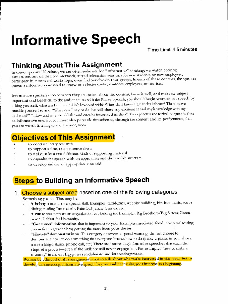Informative Speech Outline | PDF | Public Speaking | Wellness