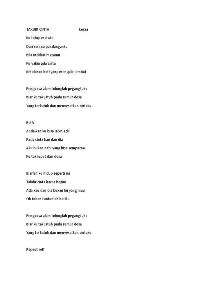 Lirik Lagu Takdir Cinta