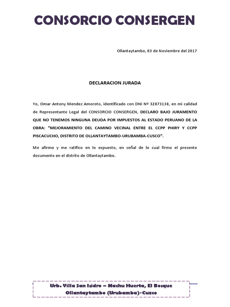 Declaracion Jurada de No Adeudo | PDF | Ciencias sociales