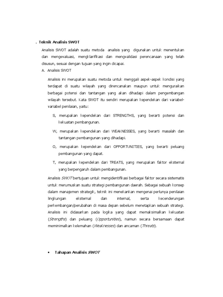 Analisis Swot Ifas Efas