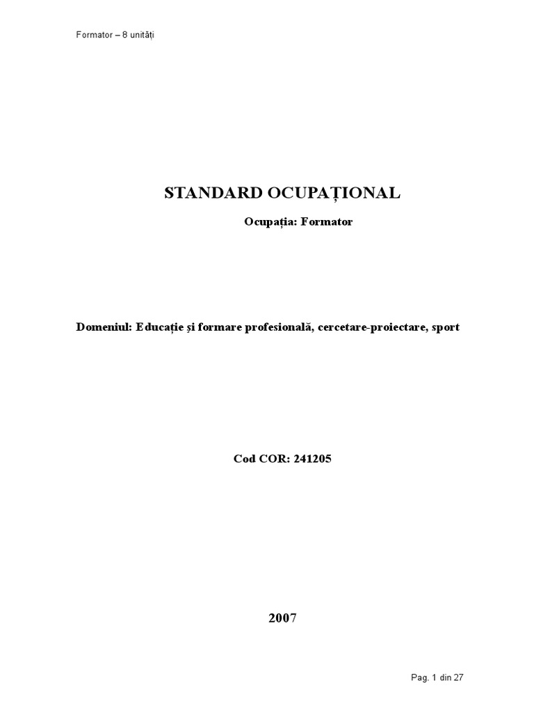 Formator Standard Ocupational PDF | PDF