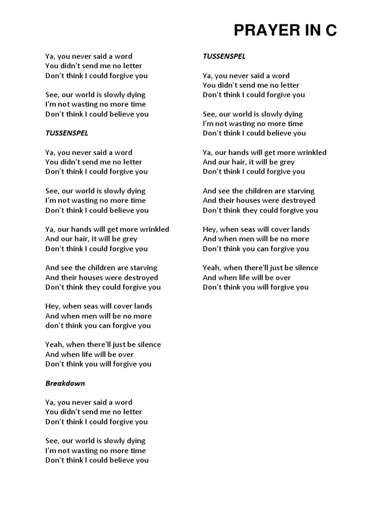 Prayer in C - Tekst | PDF