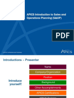 APICS Introduction To Sales and Operations Planning (S&OP)