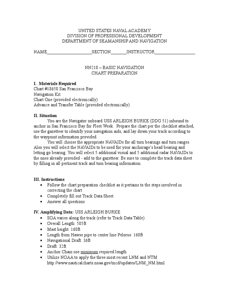 NN210: Chart Prep for USS Arleigh Burke | PDF | Circle | Navigation