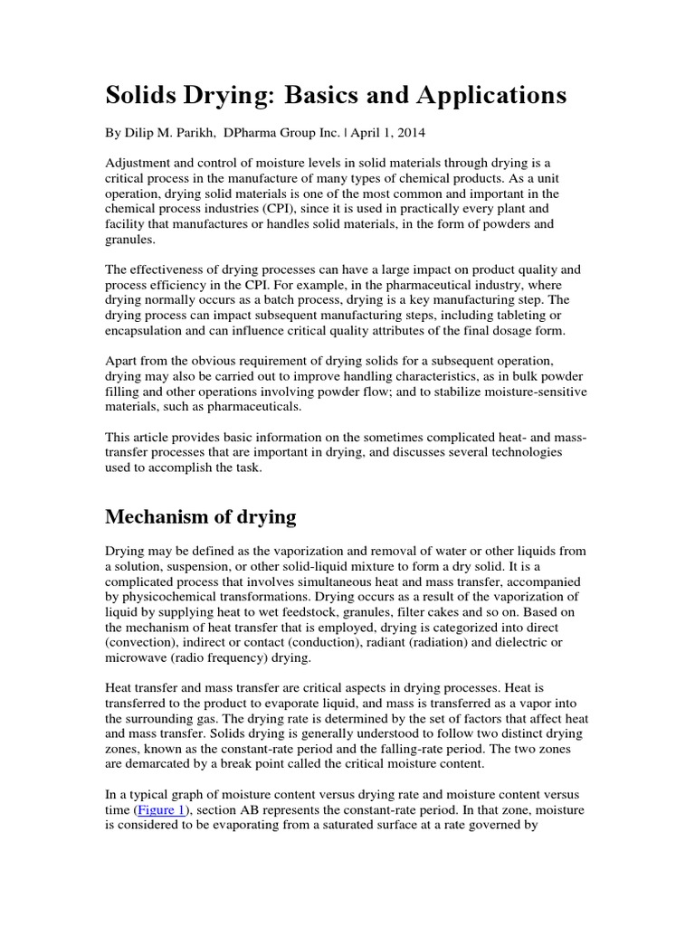 Solids Drying PDF Humidity Clothes Dryer