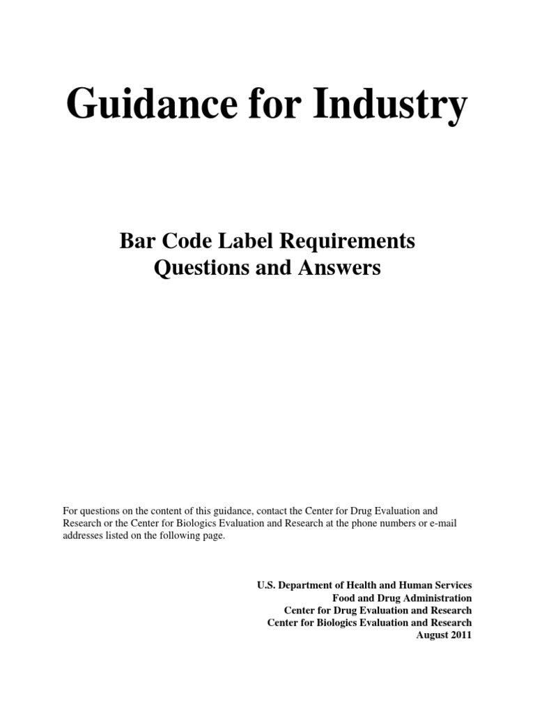 FDA Bar Code Labeling Guidance | PDF | Prescription Drugs | Food And ...
