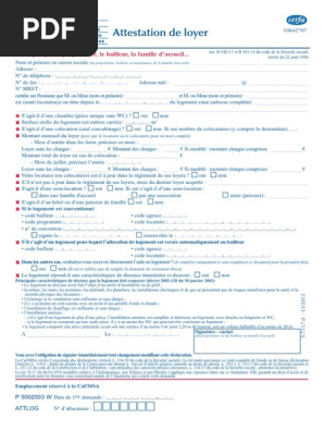 Cerfa 10842-07 Attestation Loyer Residence Foyer | PDF | Logement | Sécurité