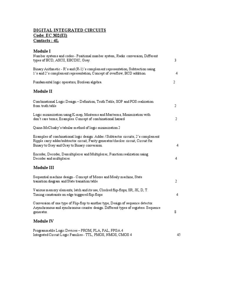 Digital Integrated Circuits Syllabus' | PDF | Logic Gate | Digital ...
