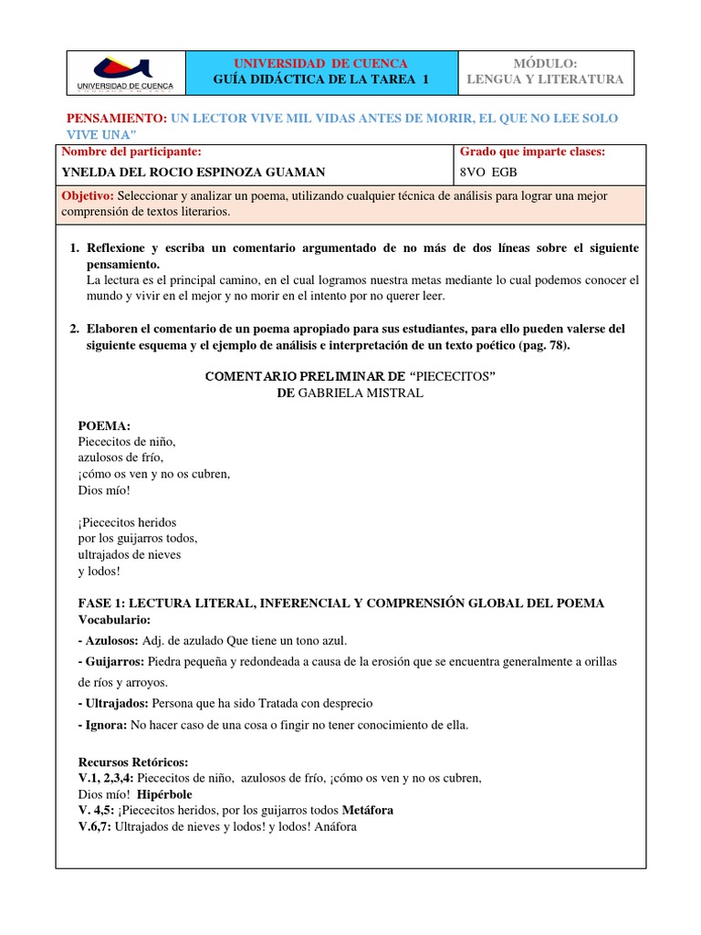 Tarea 2 Ll Espinoza Guaman Ynelda Del Rocio Pdf Poesia Science