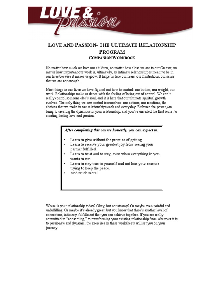 Workbook Love and Passion PDF | PDF | Intimate Relationships | Love
