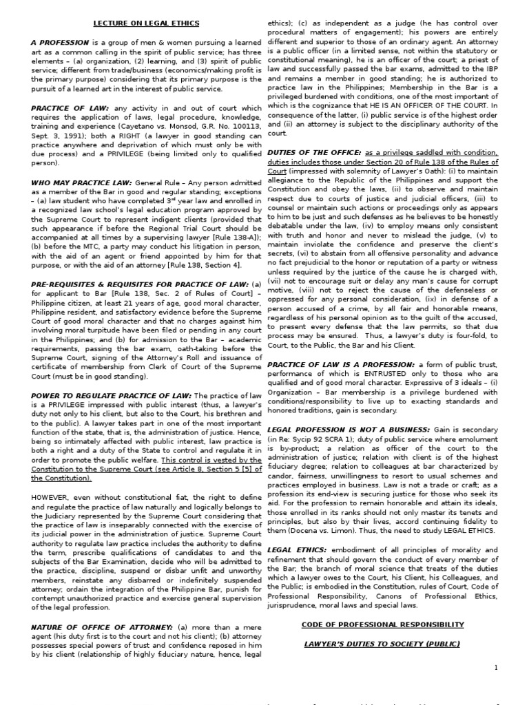 Legal Judicial Ethics Lecture Pdf Lawyer Practice Of Law