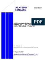 Malaysian Standard: Electric Cable and Wire: 600/1 000 (Um 1 200) V MULTI CORE PVC Insulated Cable - Armoured