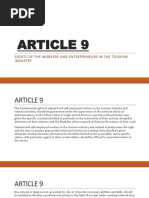 Article 9: Rights of The Workers and Entrepreneurs in The Tourism Industry