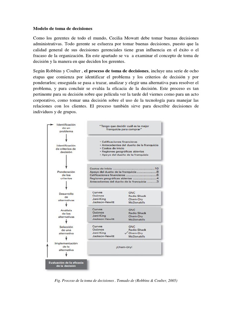 Modelo de ocho etapas para la toma de decisiones gerenciales | PDF ...