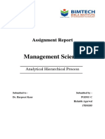 Management Science: Assignment Report