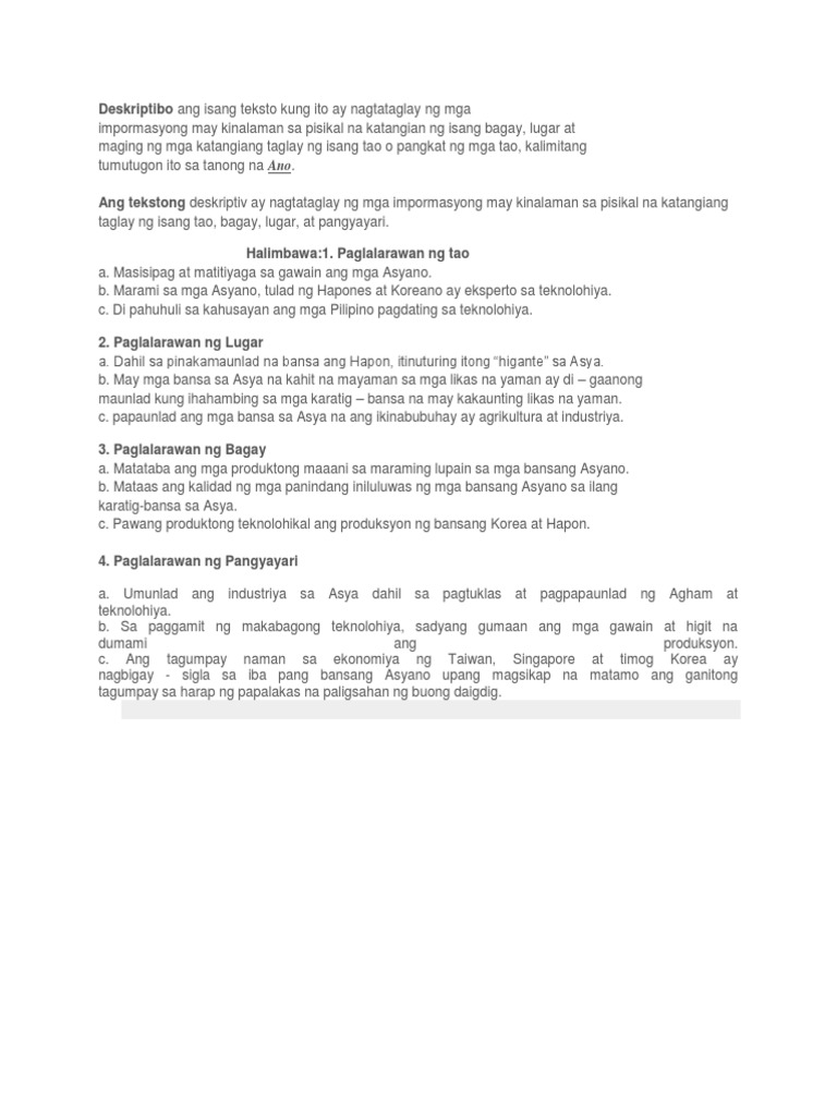 Iba't ibang uri ng teksto at halimbawa picture