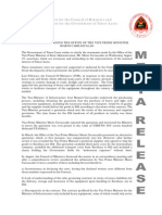 Statement regarding the Office of the VPM Mário Carrascalão 2.9(2)