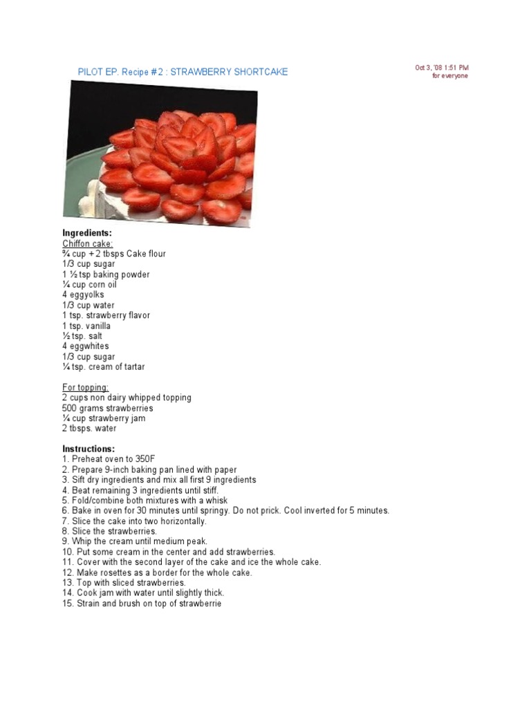 Strawberry Shortcake Recipe Guide | PDF | Science & Mathematics