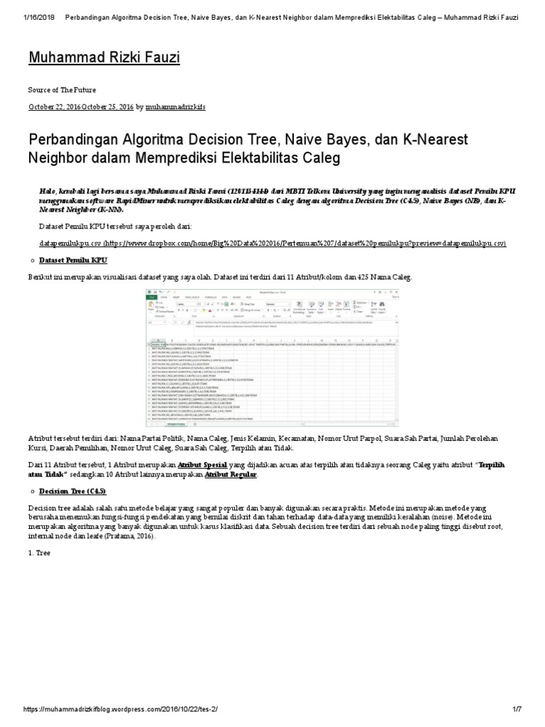 Perbandingan Algoritma Decision Tree, Naive Bayes, Dan K-Nearest ...