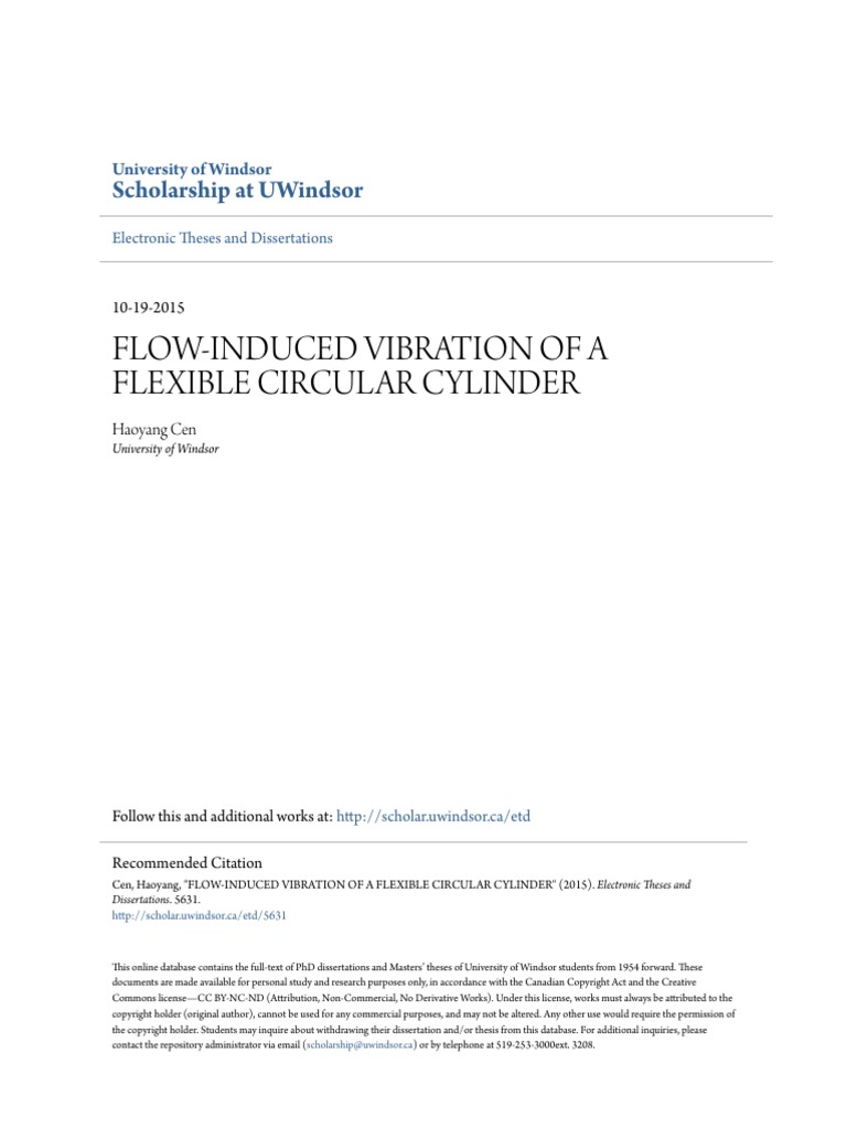 Flow-Induced Vibration of A Flexible Circular Cylinder | PDF | Fluid ...