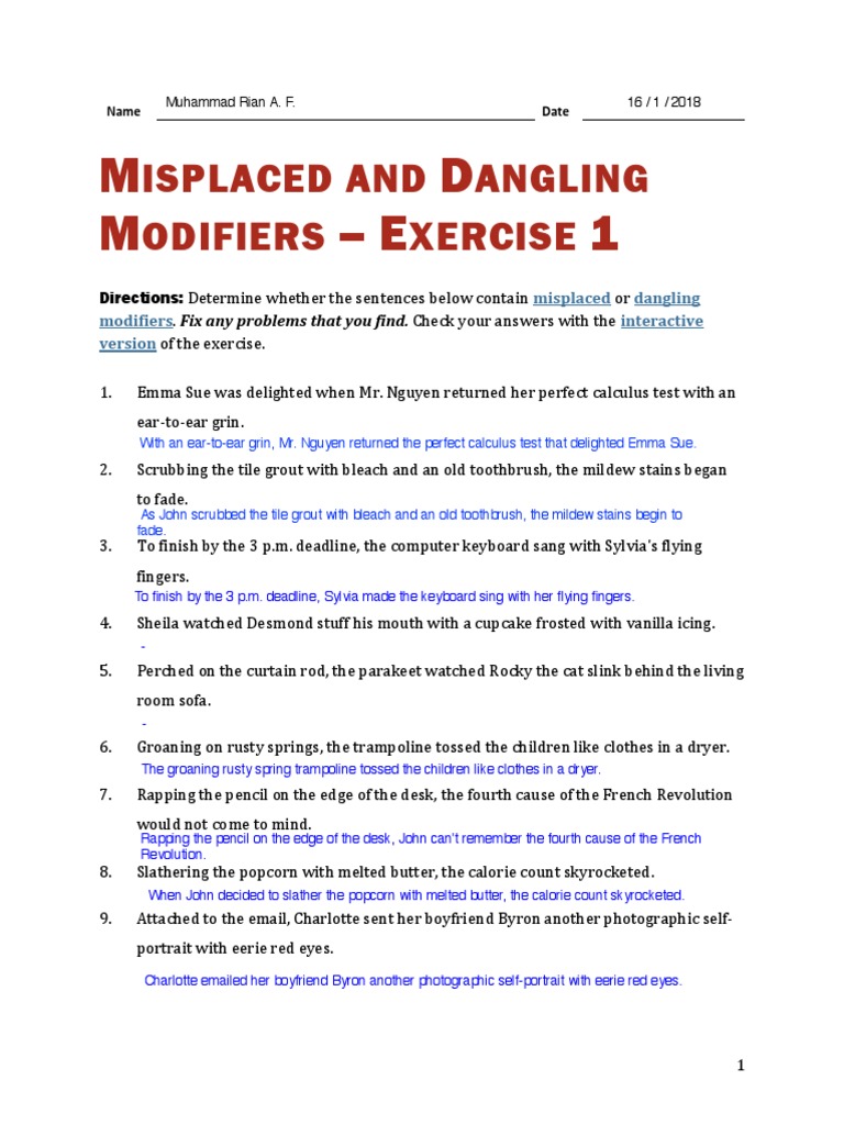 misplaced-and-dangling-modifiers-exercise-1-answers-pdf-exercise-poster