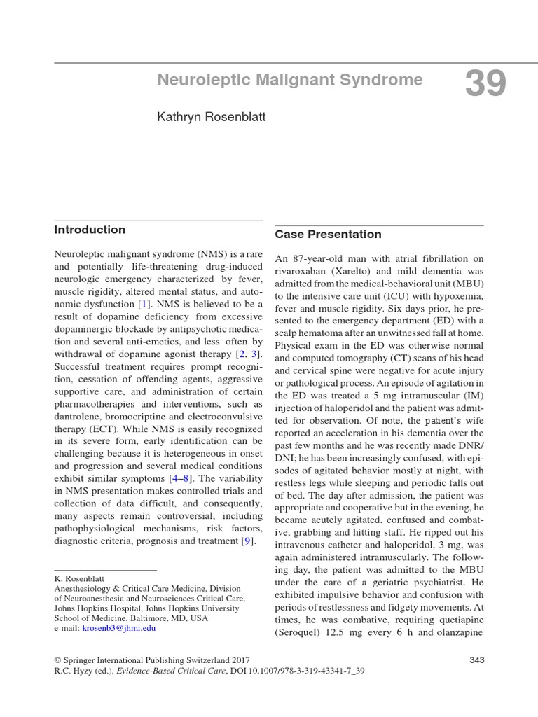 Neuroleptic Malignant Syndrome: Kathryn Rosenblatt | PDF ...