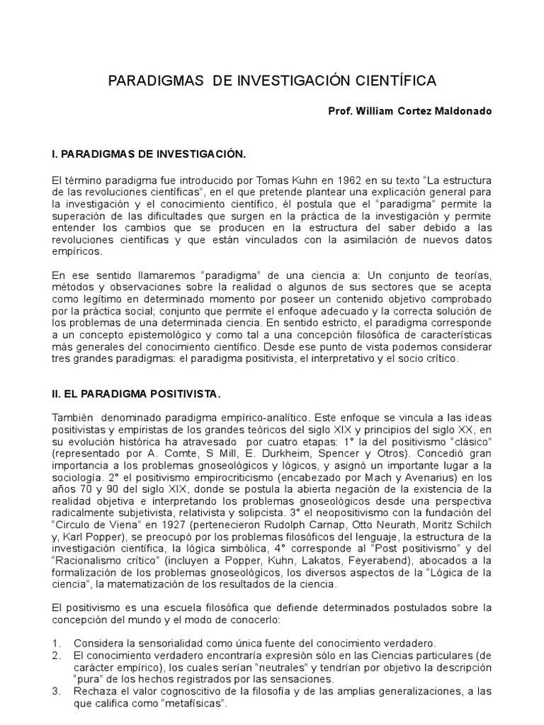 Paradigmas de Investigación Científica | PDF | Paradigma | Positivismo