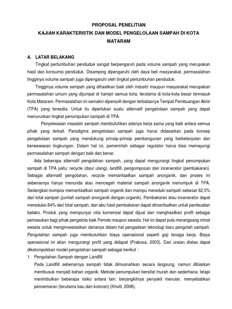 Proposal Penelitian Tentang Sampah