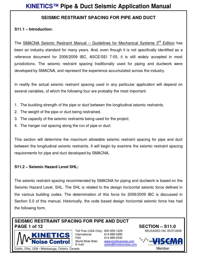 S11.0 Seismic Restraint Spacing | PDF | Buckling | Duct (Flow)