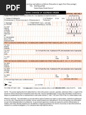 そそそページ USPS Change of Address Form 3575 | PDF | Address (Geography