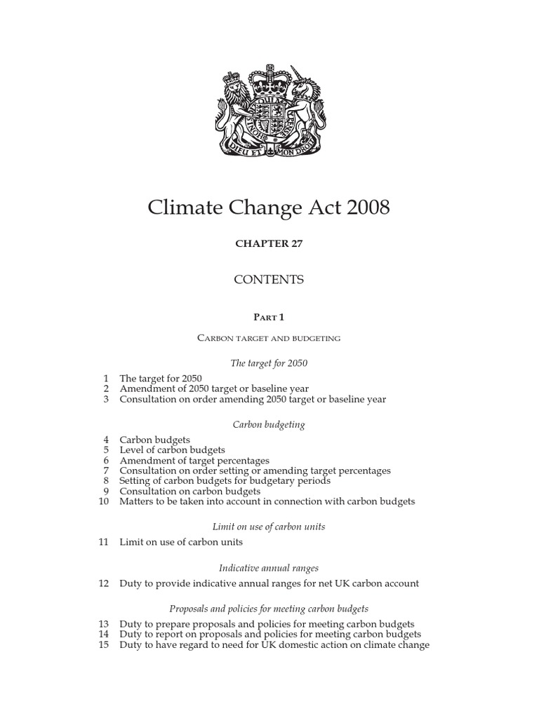 Climate Change Act 2008: The Target For 2050 | PDF | Greenhouse Gas